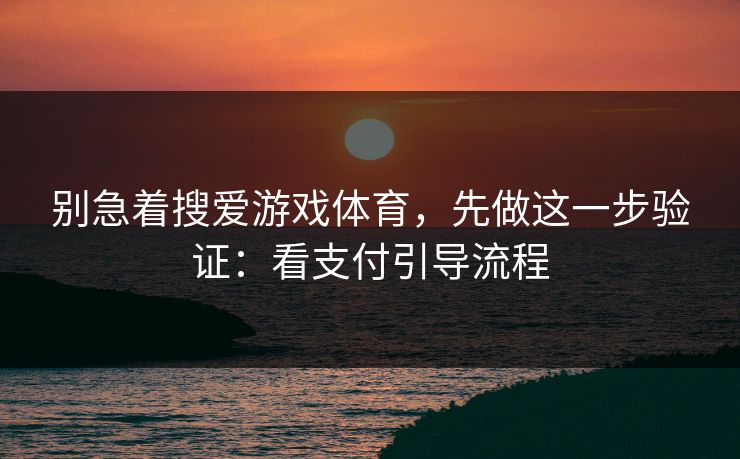 别急着搜爱游戏体育，先做这一步验证：看支付引导流程