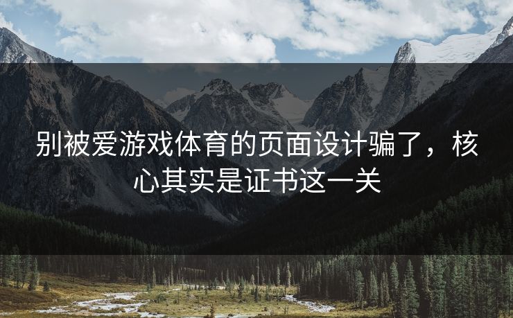 别被爱游戏体育的页面设计骗了，核心其实是证书这一关